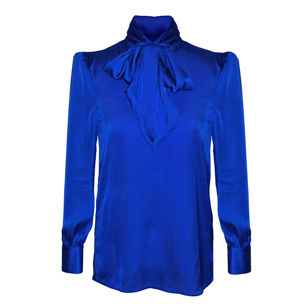 Blue Satin Blouse