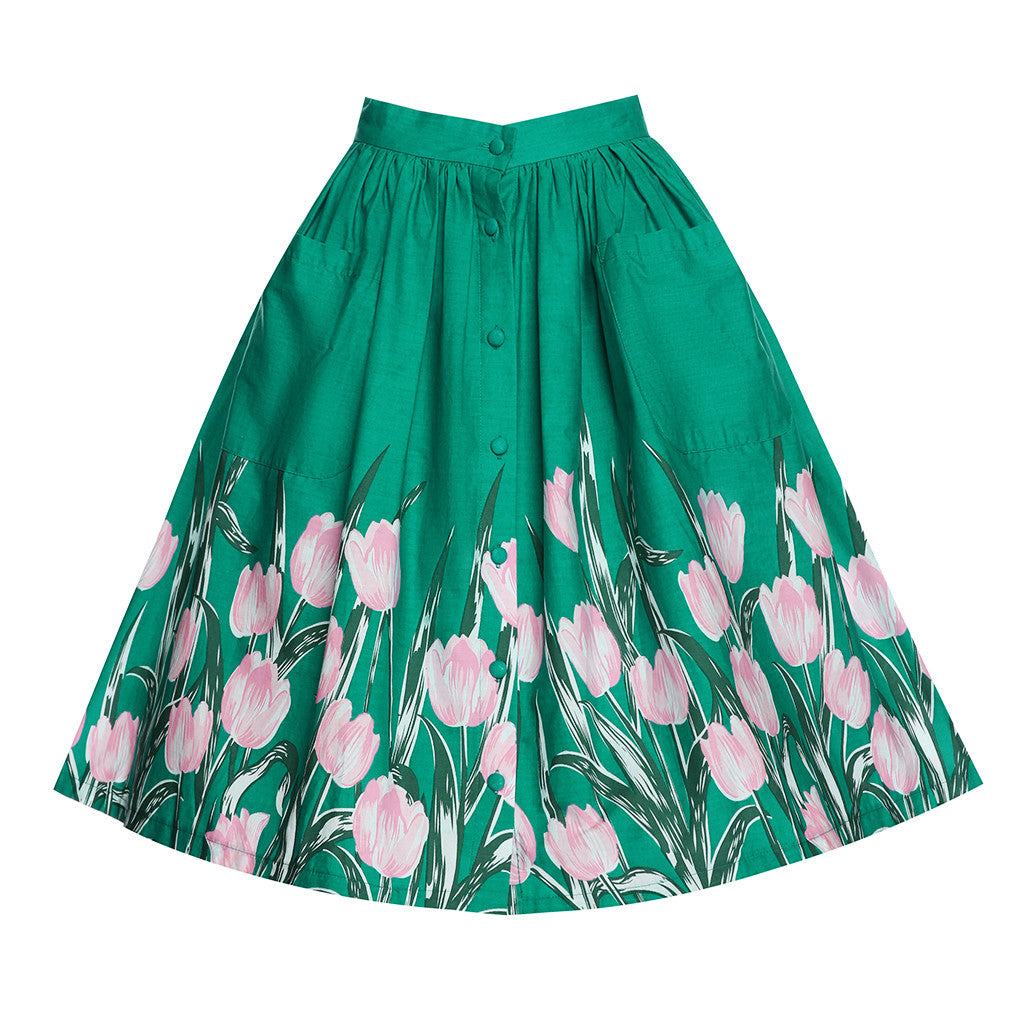 Green Floral Skirt